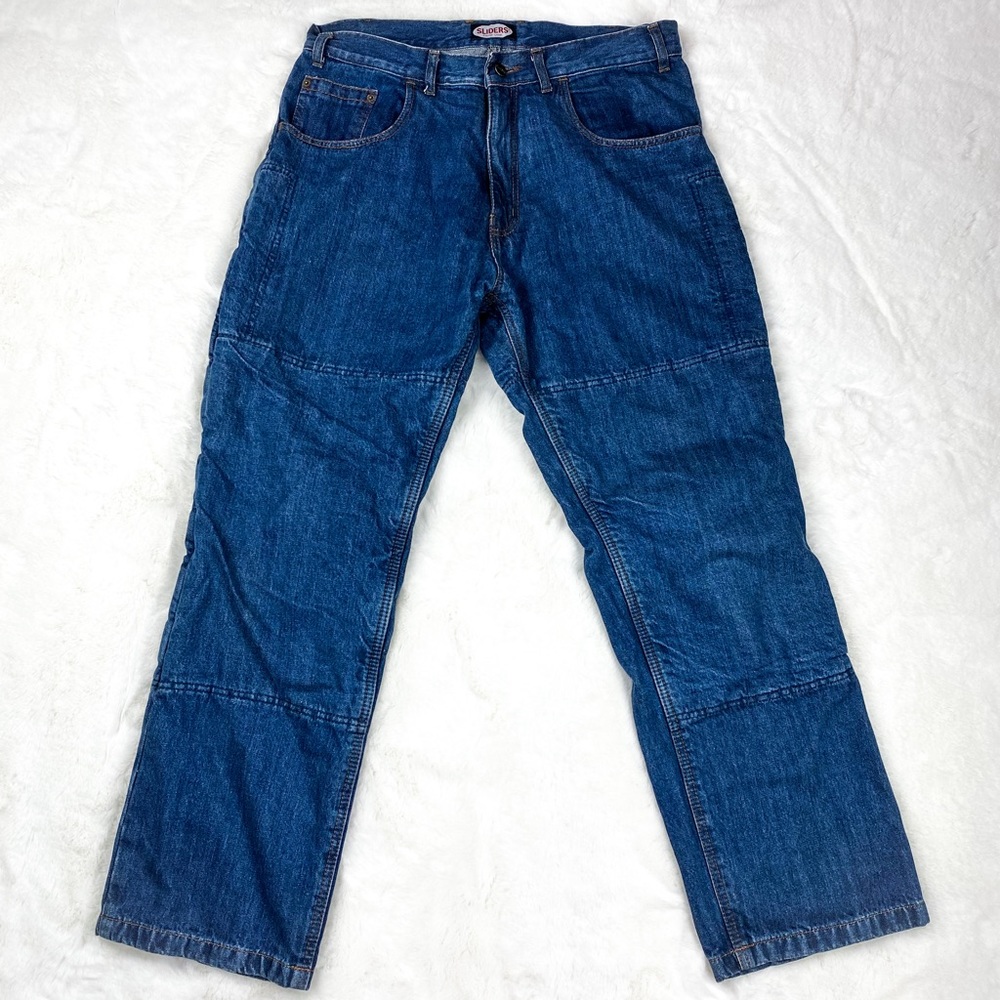 Sliders Vintage Motorcycle with Kevlar Riding Jeans Mens 34x30 Blue Medium Wash